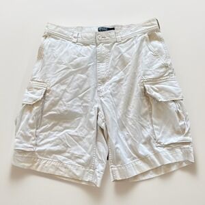 Vintage Polo‎ Ralph Lauren Cargo Shorts Mens 34 Cotton Chino White Jorts Y2K